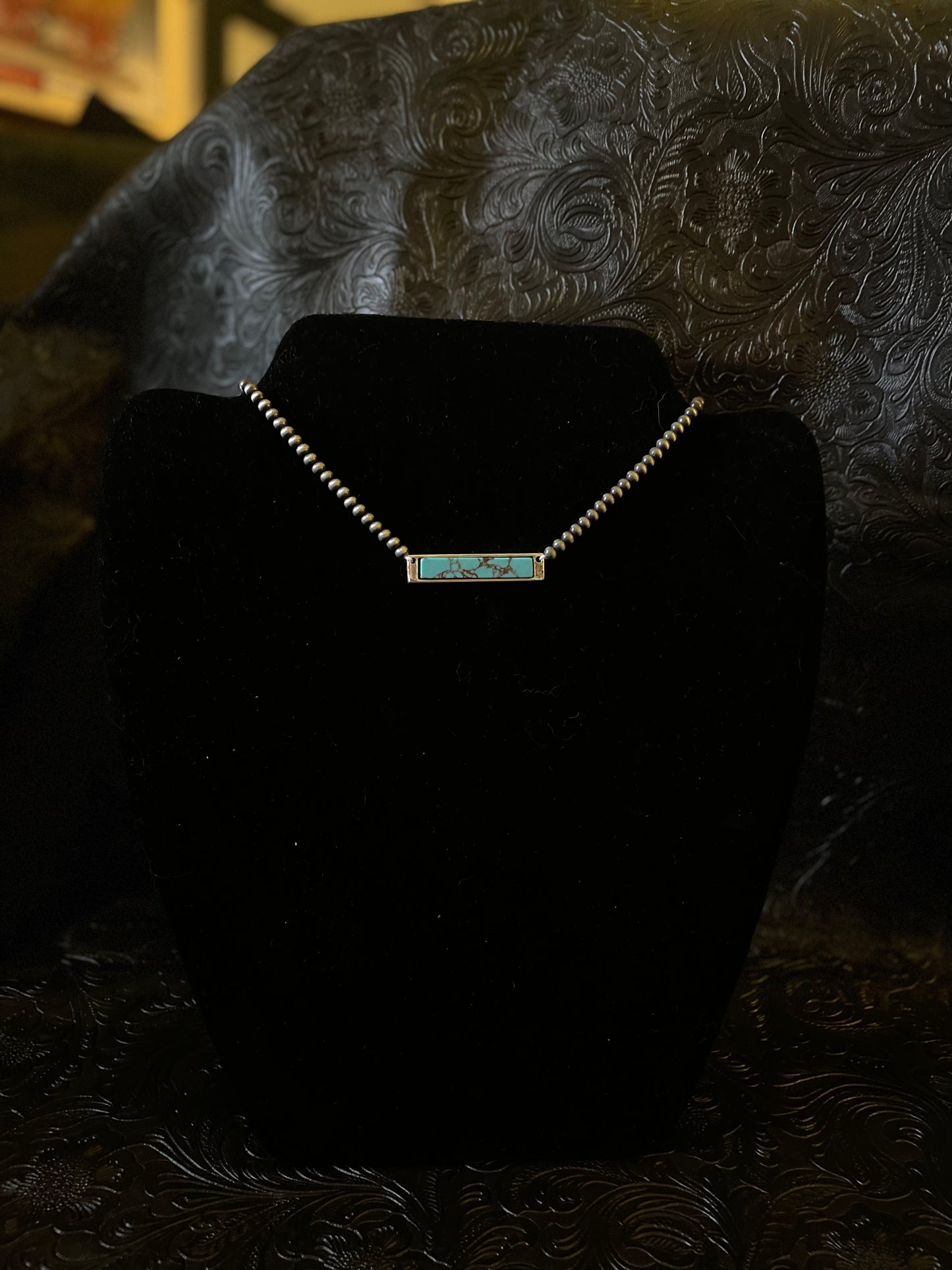 Turquoise bar choker